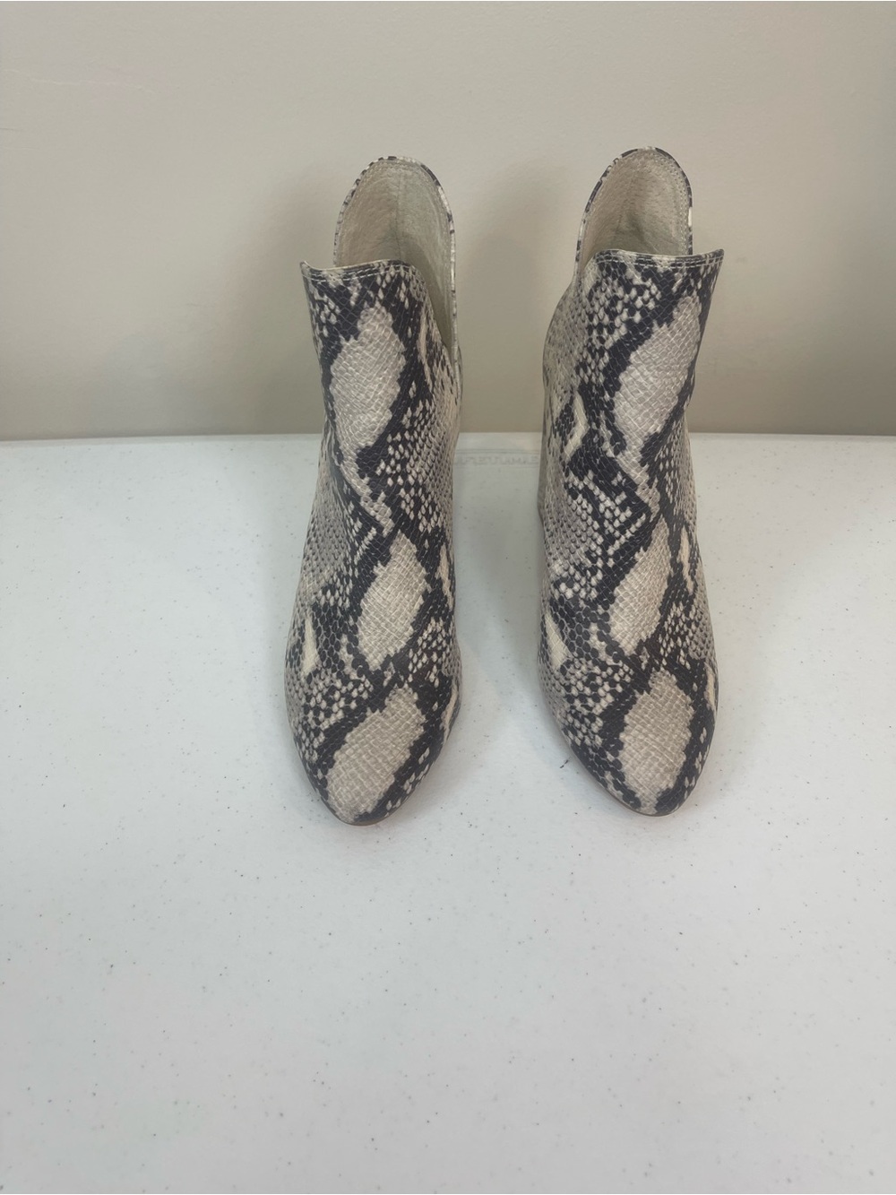 Steve Madden Snake-Print Ankle Boots in Black & Cream